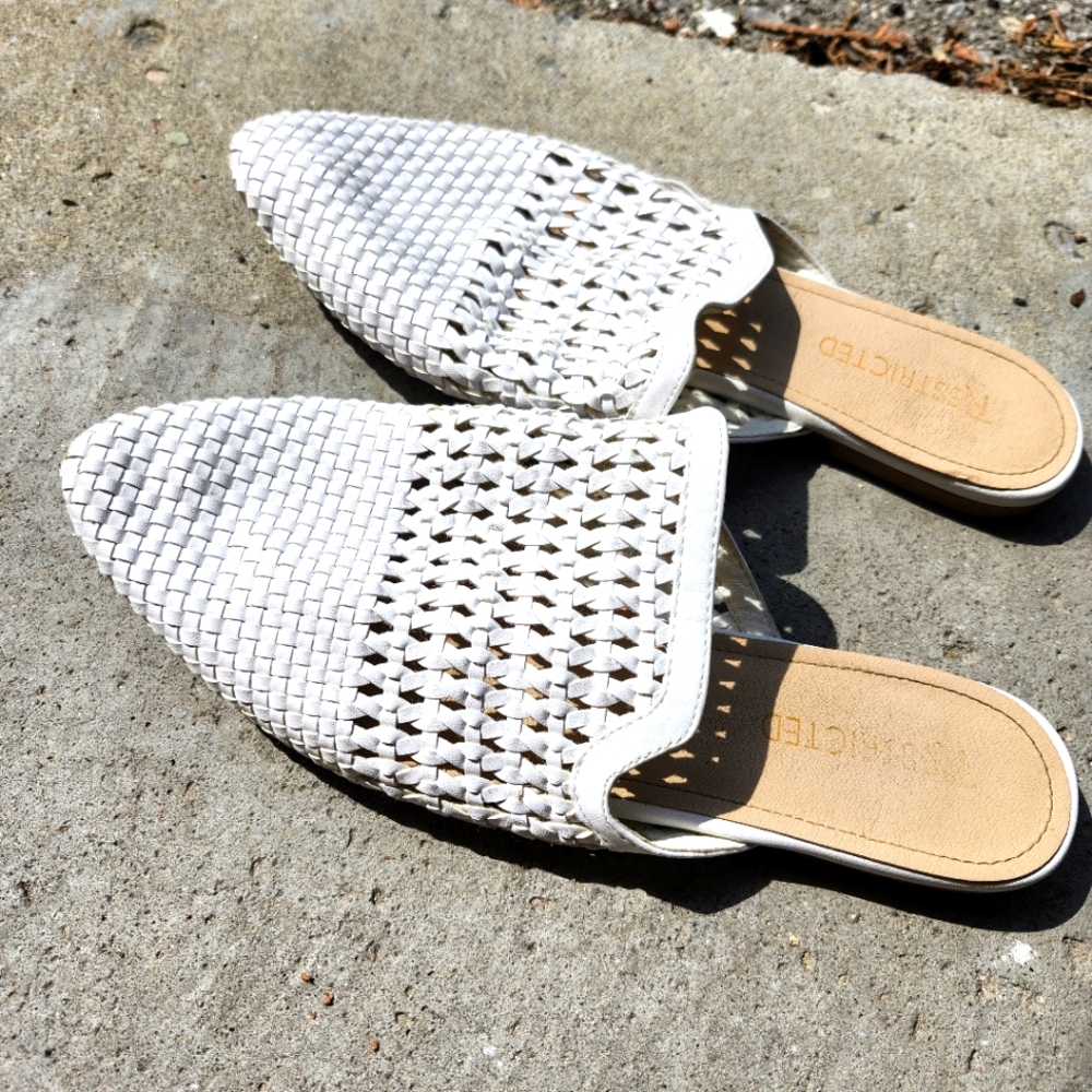 White Faux Leather Mules